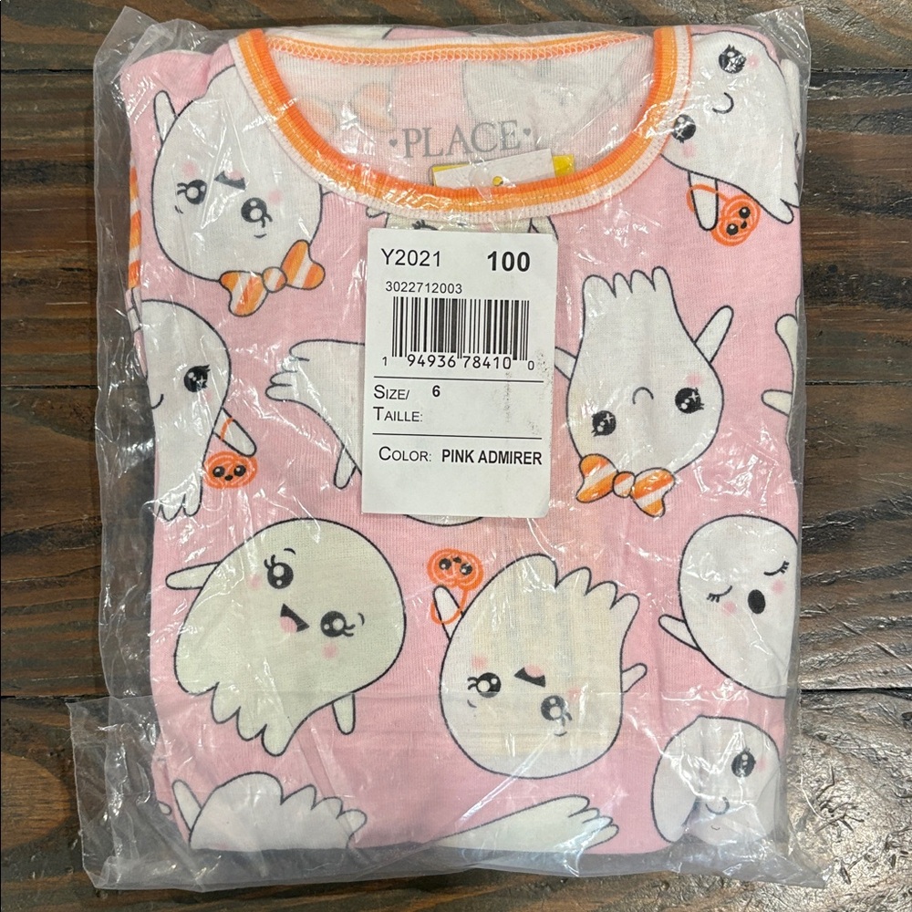 Girls’ pink ghost print pajama set size 6